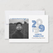 Blue Retro Big Numbers Class of Photo Einladung (Vorderseite)