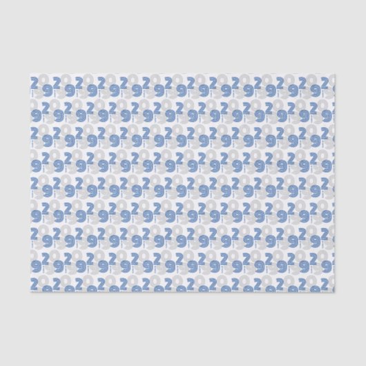 Blue Retro Big Numbers Class Seidenpapier (Vorderseite)