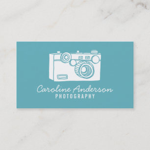 Blue Retro Camera Fotograf Business Card Visitenkarte