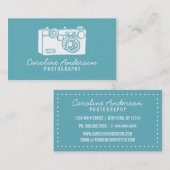Blue Retro Camera Fotograf Business Card Visitenkarte (Vorne/Hinten)
