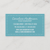 Blue Retro Camera Fotograf Business Card Visitenkarte (Rückseite)