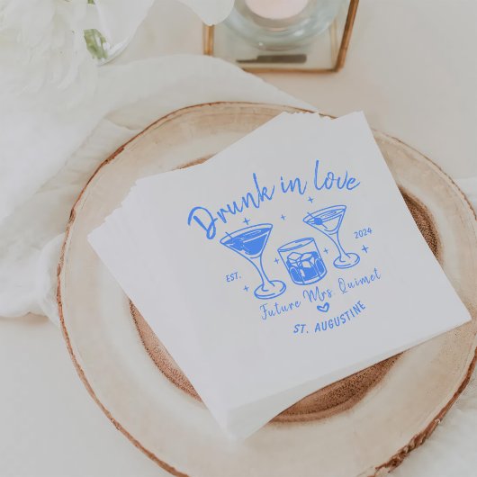 Blue Retro Cocktails Junggeselinnen-Abschied Serviette