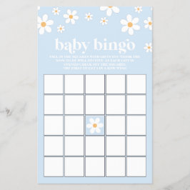 Blue Retro Daisy Baby Shower Bingo Flyer