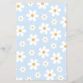 Blue Retro Daisy Baby Shower Bingo Flyer (Hinten)