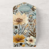 Blue Retro Eine kleine Wildblume Babydusche All In One Einladung (Außenbereich)