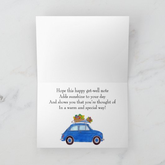 Blue Retro Fiat 500 Erhalten Sie sich gut Karte (Innenseite)