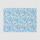 Blue Retro Floral Pattern Seidenpapier (Vorderseite)