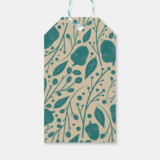 Blue Retro Gemütliches Weihnachtsmuster Geschenkanhänger (Rückseite)