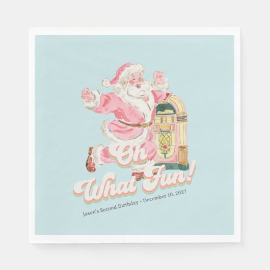 Blue Retro - Groovy Santa Claus Feiertag Serviette (Vorderseite)