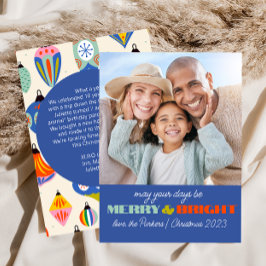 Blue Retro Holiday Foto Card | Vertikal Einladung