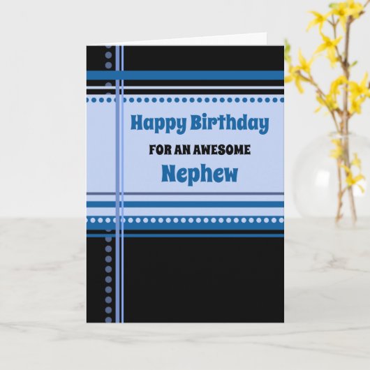 Blue Retro Nephew Geburtstag Karte (Gelbe Blume)