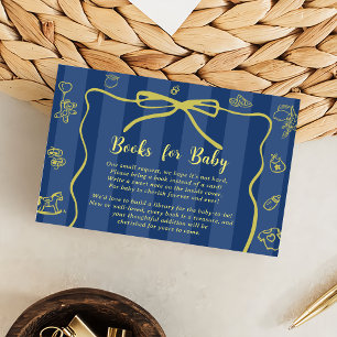 Blue Retro Niedliche Illustriert Books Babydusche Begleitkarte