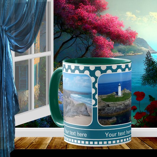 Blue Retro Polka Dot Ihre Fotos Tasse