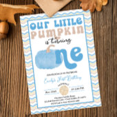 Blue Retro Pumpkin Birthday Invite Einladung