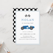 Blue Retro Race Car Thema Geburtstag