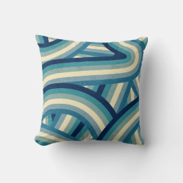 Blue Retro Rainbow Stripes Pattern Kissen