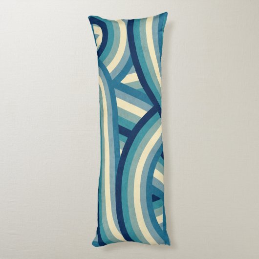 Blue Retro Rainbow Stripes Pattern Seitenschläferkissen (Rückseite (Vertikal))