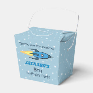 Blue Retro Raketenschiff Personalisiert Geburtstag Geschenkschachtel