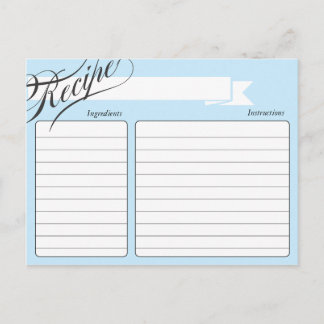 Blue Retro Rezept Card Postkarte