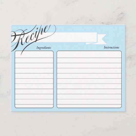 Blue Retro Rezept Card Postkarte (Vorderseite)