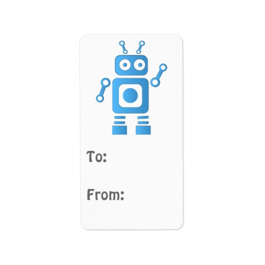 Blue Retro Robot Adressaufkleber (Vorne)