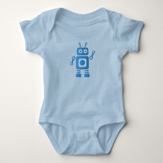 Blue Retro Robot Baby Strampler (Vorderseite)
