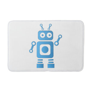 Blue Retro Robot Badematte