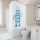 Blue Retro Robot Duschvorhang (Beispiel)