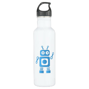 Blue Retro Robot Edelstahlflasche
