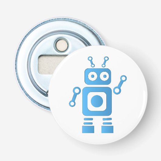 Blue Retro Robot Flaschenöffner (Vorderseite)