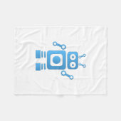 Blue Retro Robot Fleecedecke (Vorderseite (Horizontal))
