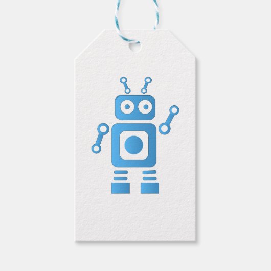 Blue Retro Robot Geschenkanhänger (Vorderseite)