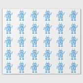 Blue Retro Robot Geschenkpapier (Flach)
