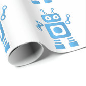 Blue Retro Robot Geschenkpapier (Rolleneckpunkt)