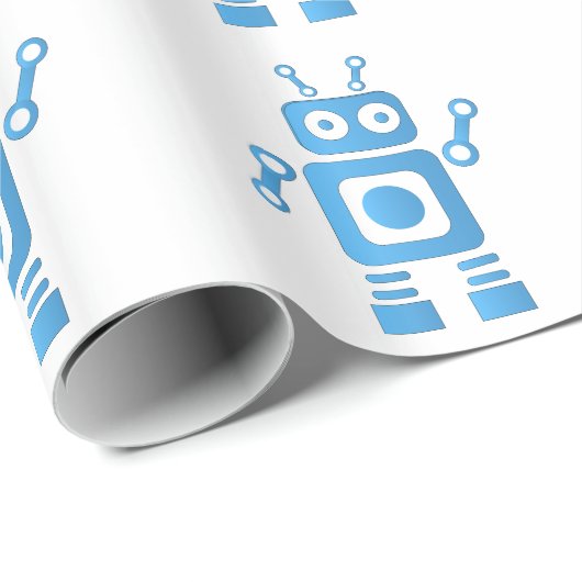 Blue Retro Robot Geschenkpapier (Rolleneckpunkt)