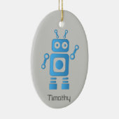 Blue Retro Robot Keramik Ornament (Rechts)