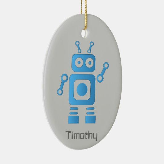 Blue Retro Robot Keramik Ornament (Rechts)