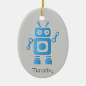 Blue Retro Robot Keramik Ornament (Vorne)