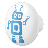 Blue Retro Robot Keramikknauf (Rechts)