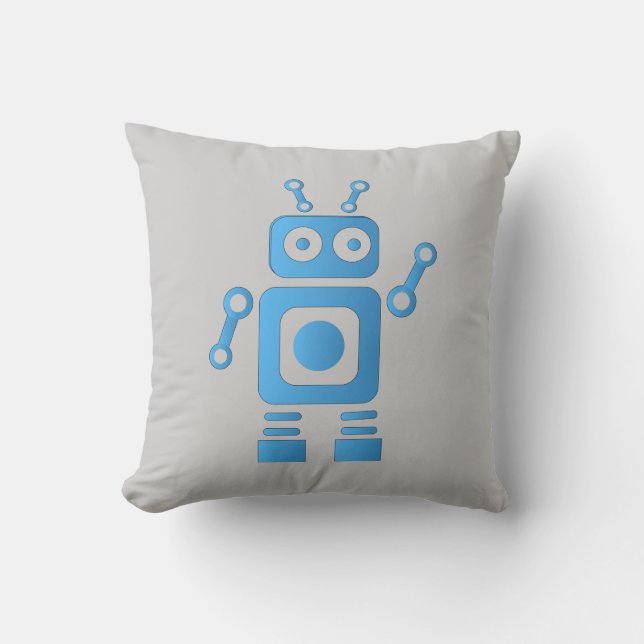 Blue Retro Robot Kissen (Vorderseite)
