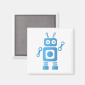 Blue Retro Robot Magnet (Vorderseite/Rückseite)