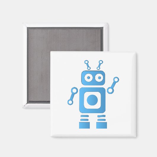 Blue Retro Robot Magnet (Vorderseite/Rückseite)