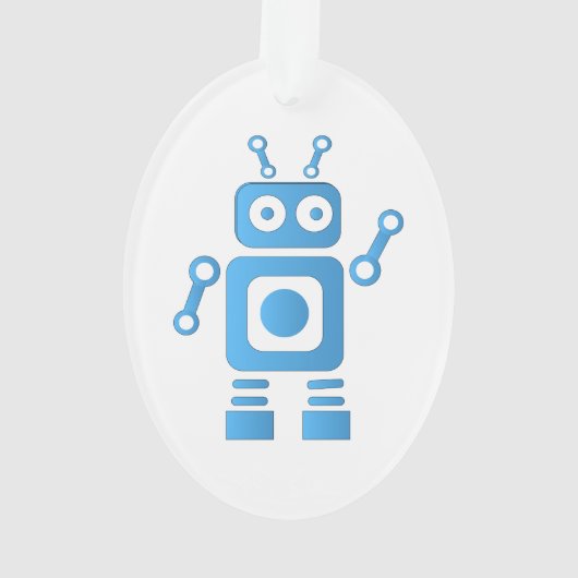 Blue Retro Robot Ornament (Rückseite)