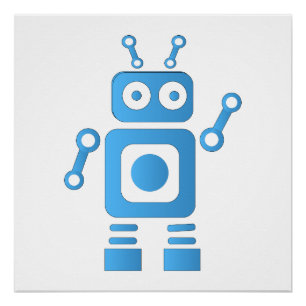 Blue Retro Robot Poster