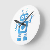 Blue Retro Robot Runde Wanduhr (Winkel)