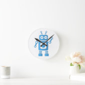 Blue Retro Robot Runde Wanduhr (Zuhause)