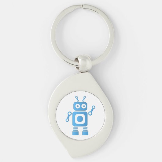 Blue Retro Robot Schlüsselanhänger (Vorderseite)