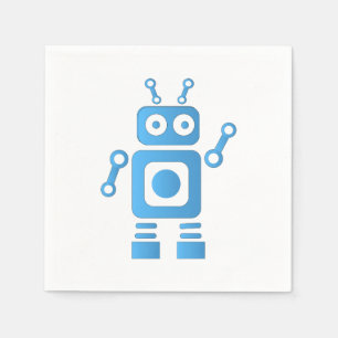 Blue Retro Robot Serviette