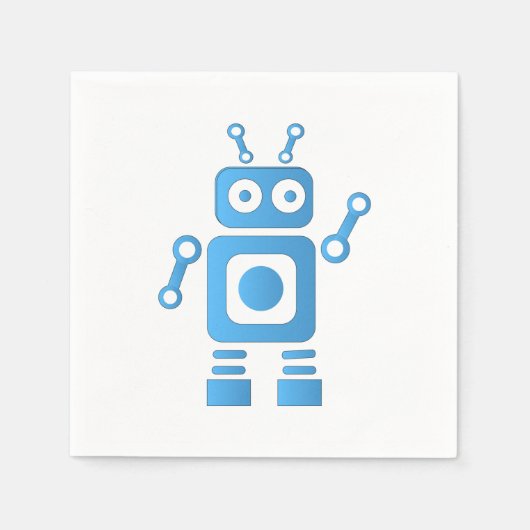 Blue Retro Robot Serviette (Vorderseite)