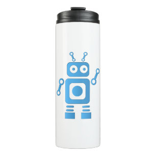 Blue Retro Robot Thermosbecher